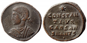 Constantius II, 337-361. Follis (bronze, 2.20 g, 18 mm), Antioch, struck 324-325. Laureate, draped and cuirassed bust of Constantius II to left. Rev. ...