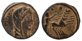 Divus Constantine I, died 337. Follis (bronze, 2.31 g, 15 mm), Constantinople. DV CONSTANTINVS P T AVGG Veiled head of Divus Constantine I to right. R...