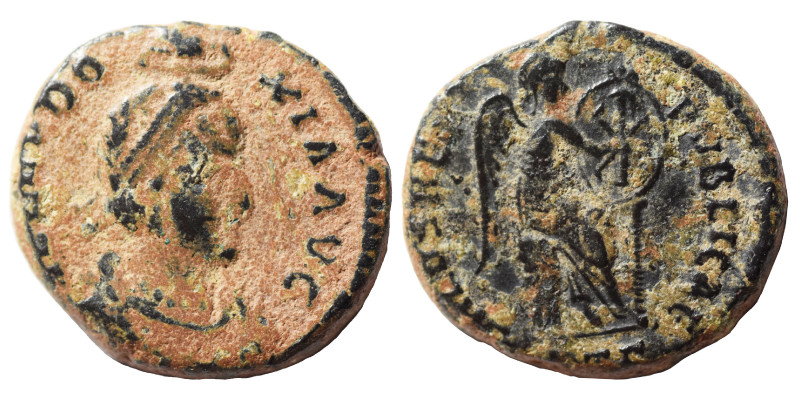 Aelia Eudoxia, 400-404. Follis (bronze, 3.21 g, 17 mm), Antioch. AEL EVDOXIA AVG...