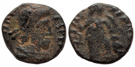 Johannes, usurper, 423-425. Ae (bronze, 0.95 g, 12 mm), Rome. D N IOHANNES P F AVG Pearl-diademed, draped and cuirassed bust of Johannes to right. Rev...
