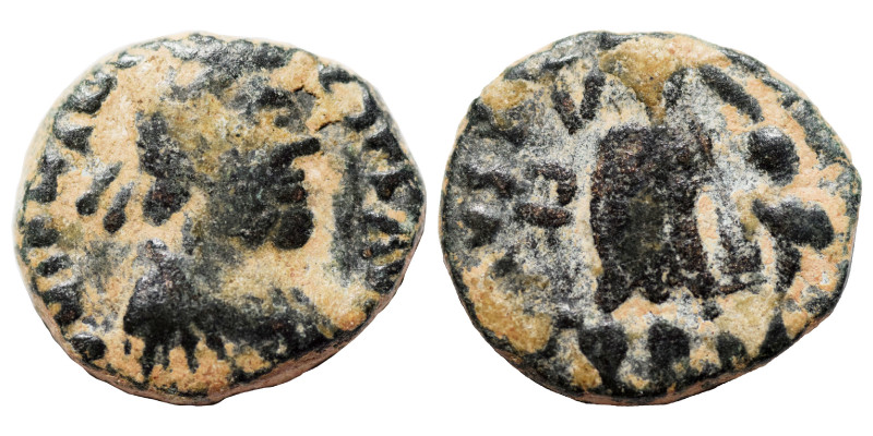 Johannes, usurper, 423-425. Ae (bronze, 1.59 g, 13 mm), Rome. D N IOHANNES P F A...