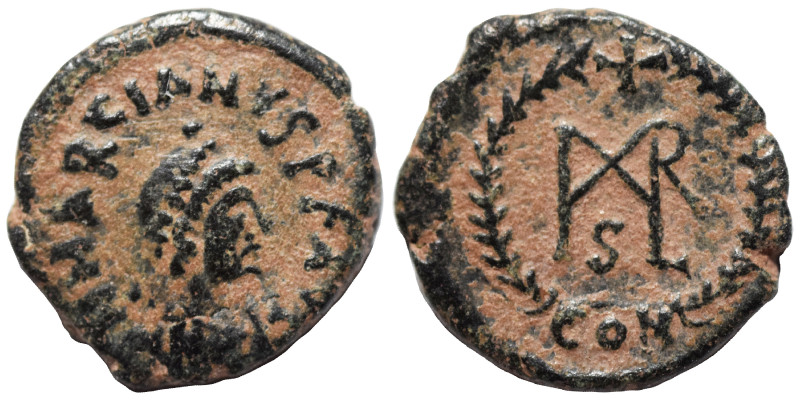 Marcian, 450-457. Nummus (bronze, 0.84 g, 12 mm), Constantinople. D N MARCIANVS ...