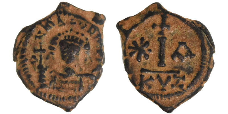 Maurice Tiberius, 582-602. Dekanummium (bronze, 3.62 g, 19 mm), Cyzicus. D N TIb...