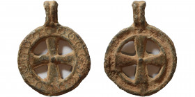 Byzantine Cross Ae (bronze, 4.97 g, 31 mm). 7th - 13th century AD. Very Fine