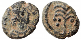 VANDALS. Pseudo-Imperial coinage. Circa 5/6th century AD. Nummus (bronze, 0.74 g, 10 mm), uncertain North African mint. Diademed, draped and cuirassed...