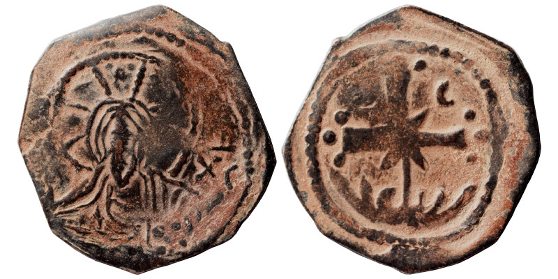 CRUSADERS. Uncertain. Circa 1100-1150. Follis (bronze, 3.03 g, 24 mm). Nimbate b...