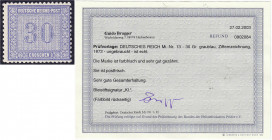 Deutschland
Deutsches Reich
30 Gr. Innendienst Ziffern 1872, postfrische Luxuserhaltung, unsigniert. Fotobefund Brugger BPP >einwandfrei