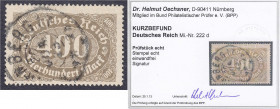 Deutschland
Deutsches Reich
400 Ziffern im Queroval 1922, gestempelt, Farbe ,,d" (hellbraun). Kurzbefund Dr. Oechsner BPP >einwandfrei