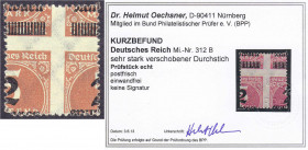 Deutschland
Deutsches Reich
2 Mio auf 5000 M Freimarke 1923, postfrische Erhaltung, sehr stark verschobener Durchstich. Kurzbefund Dr. Oechsner BPP ...