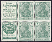 Deutschland
Deutsches Reich
Zusammendrucke
Germania 1911, postfrischer Zusammendruck W 2.1 a in Luxuserhaltung, der untere ZD W 2.2 a ebenfalls pos...