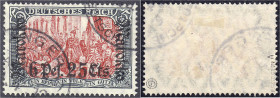 Deutschland
Deutsche Auslandspostämter und Kolonien
Deutsche Post in Marokko
6 P 25 C auf 5 M Freimarke 1911, sauber gestempelt, geprüft R. F. Steu...
