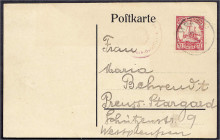 Deutschland
Deutsche Auslandspostämter und Kolonien
Deutsch-Ostafrika
7 1/2 Heller 1915, SMS KÖNIGSBERG, entwertet mit K1 MPAPUA, 19.11.15, sowie m...