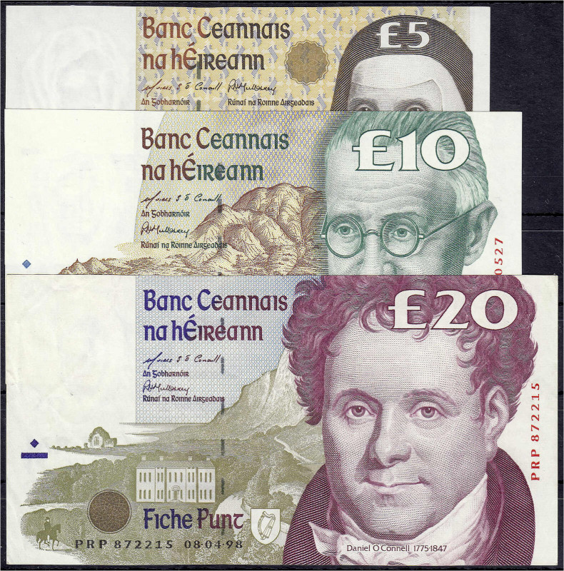 Ausland
Irland
5, 10 und 20 Pfund 1998. I u. II- Pick. 75b, 76b, 77b.