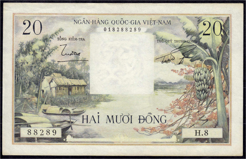 Ausland
Vietnam-Süd
20 Dong o.D. (1956). II, an den Rändern leicht Stockflecki...