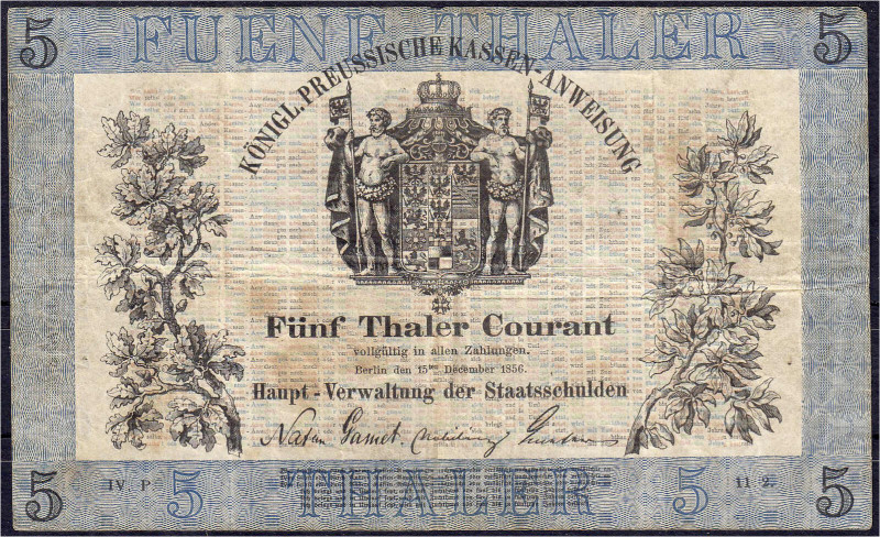 Altdeutschland
Preußen
5 Thaler Courant 15.12.1856. Berlin, Königl. Preussisch...