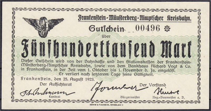 Deutsches Notgeld und KGL
Frankenstein (Schlesien)
Frankenstein-Münsterberg-Ni...