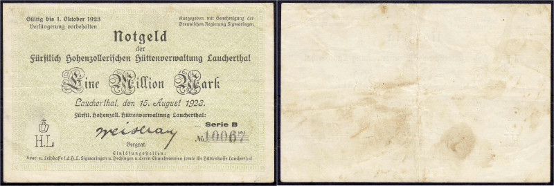 Deutsches Notgeld und KGL
Laucherthal (Württ.)
Fürstlich Hohenzollersche Hütte...