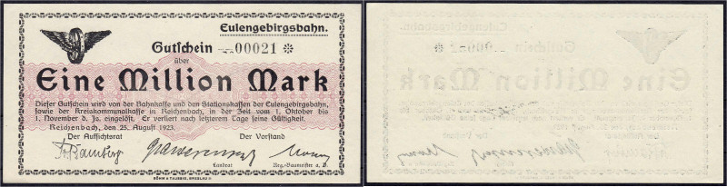 Deutsches Notgeld und KGL
Reichenbach (Ostpreußen)
Eulengebirgsbahn, 1 Mio. Ma...