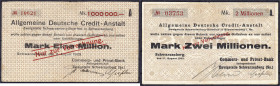 Deutsches Notgeld und KGL
Schwarzenberg (Sachsen)
Commerz- und Privat-Bank Zweigstelle Schwarzenberg, 2 Schecks zu 1 Mio. Mark 2.8.1923 und 2 Mio. M...