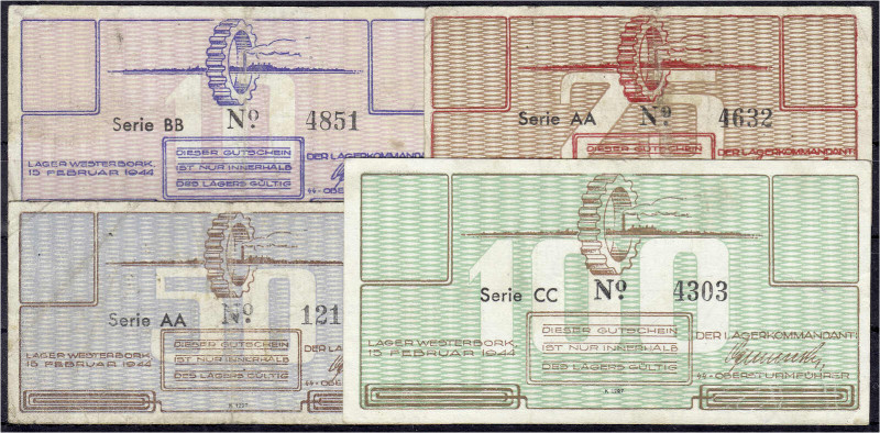 Deutsches Notgeld und KGL
Westerbork (Niederlande)
Lager, 4 Gutscheine zu 10, ...