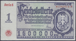 Sonstige Scheine
Lotteriescheine
Reichslotterie 1 Mark 1936. Für Arbeitsbeschaffung der Nationalsozialistischen Deutschen Arbeiter Partei. Serie 8....