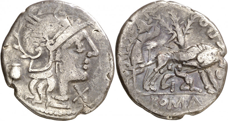 (hacia 137 a.C.). Gens Pompeia. Denario. (Bab. 1) (S. 1a) (Craw. 235/1c). 3,87 g...