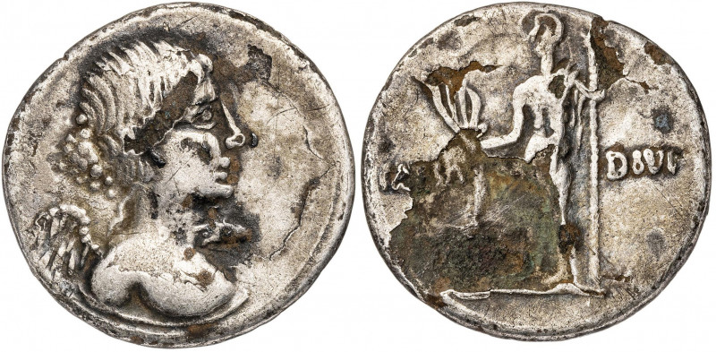 (31-30 a.C.). Octavio Augusto. Denario forrado. (Spink 1553) (S. 60) (RIC. 256)....