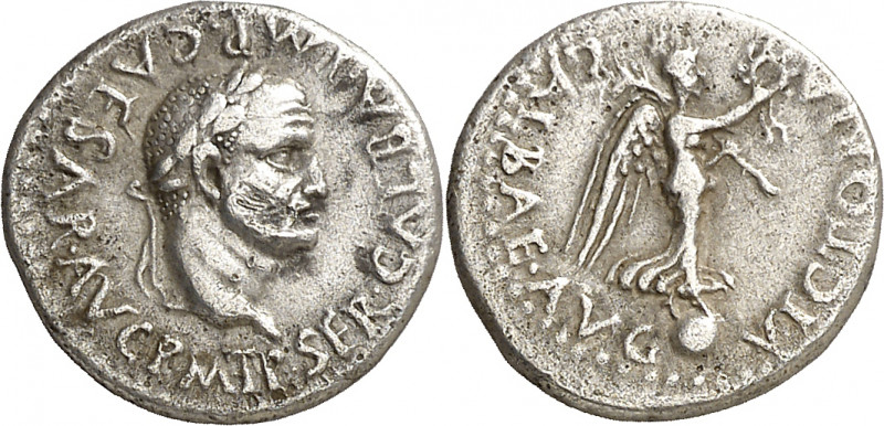 (69 d.C.). Galba. Quinario. (Spink 2112) (S. 317) (RIC. 132). Golpecitos en anve...