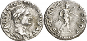 (70 d.C.). Vespasiano. Denario. (Spink falta) (S. 87) (RIC. 23). 3,47 g. MBC.