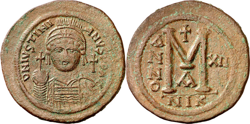 (538-539 d.C.). Justiniano I. Nicomedia. Follis. (Ratto 582) (S. 201). 21,28 g. ...