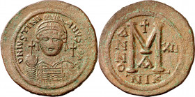 (538-539 d.C.). Justiniano I. Nicomedia. Follis. (Ratto 582) (S. 201). 21,28 g. MBC.