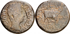 Octavio Augusto. Celsa (Velilla de Ebro). As. (FAB. 809) (ACIP. 3164a). 17,61 g. BC+.