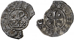 Comtat d'Urgell. Ermengol X (1267-1314). Agramunt. Òbol. (Cru.V.S. 129) (Cru.C.G. 1946). Cospel faltado. Rara. 0,37 g. (MBC-).