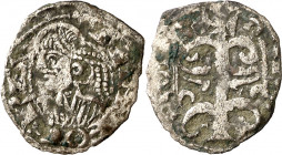Alfons I (1162-1196). Zaragoza. Óbolo jaqués. (Cru.V.S. 299) (Cru.C.G. 2107). 0,47 g. MBC.