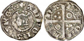 Alfons III (1327-1336). Barcelona. Diner. (Cru.V.S. 367.1) (Cru.C.G. 2185a). Leves manchitas. Ex Áureo 19/12/2001, nº 420. Rara. 0,96 g. MBC+.