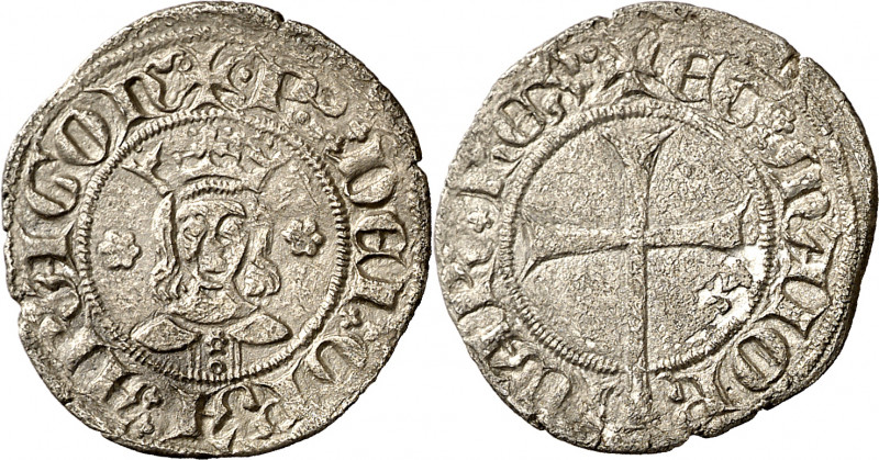 Pere III (1336-1387). Mallorca. Dobler. (Cru.V.S. 453) (Cru.C.G. 2266). Muy rara...