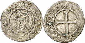Jaume II de Mallorca (1276-1285/1298-1311). Mallorca. Diner. (Cru.V.S. 542) (Cru.C.G. 2508). Letra A latina. Atractiva. 0,92 g. MBC+.