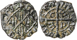 Maria y Martí el Jove de Sicília (1395-1402). Sicília. Diner. (Cru.V.S. 732 var) (Cru.C.G. 2669 var) (MIR. 219 var). Coronas inclinadas. Ex Áureo 17/1...