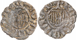 Joan II (1458-1479). Sicília. Diner. (Cru.V.S. 984) (Cru.C.G. 3023) (MIR. 233/2). Ex Áureo 20/09/2001, nº 759. 0,70 g. BC+.