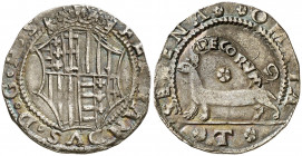 Ferran I de Nàpols (1458-1494). Nàpols. Mig carlí/armellino. (Cru.V.S. 1040) (Cru.C.G. 3454) (MIR. 74/2). Bella pátina. Ex Colección Muntaner 24/04/20...