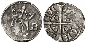 Ferran II (1479-1516). Barcelona. Quart de croat. (Cru.V.S. 1149 var) (Cru.C.G. 3082 var). Rara. 0,73 g. MBC-.