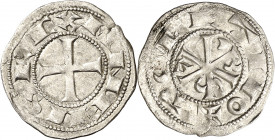 Alfonso VI (1073-1109). Toledo. Dinero. (AB. 5 var) (M.M. A6:10.1 var). Vellón rico. Bella. 1,12 g. EBC-.