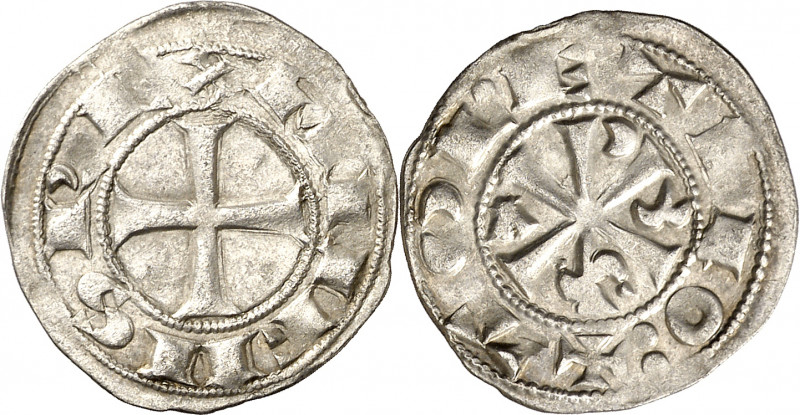 Alfonso VI (1073-1109). Toledo. Dinero. (AB. 5 var) (M.M. A6:10.6). Vellón rico....