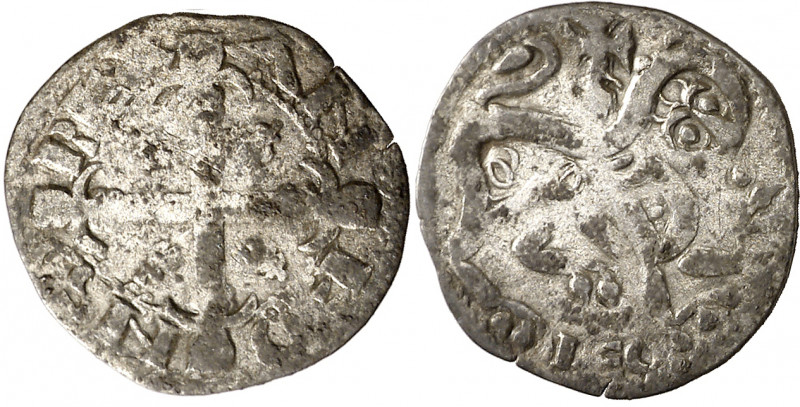 Alfonso IX (1188-1230). Taller indeterminado. Dinero. (AB. 134). 0,77 g. MBC.