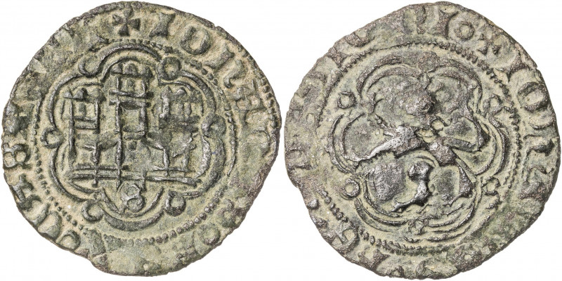 Juan II (1406-1454). Sevilla. Blanca. (AB. 628.1). Pátina verde. 1,82 g. MBC+.