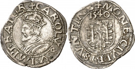1540. Carlos I. Besançon. 1 carlos. (Vti. falta). Buen ejemplar. 1,08 g. MBC+.