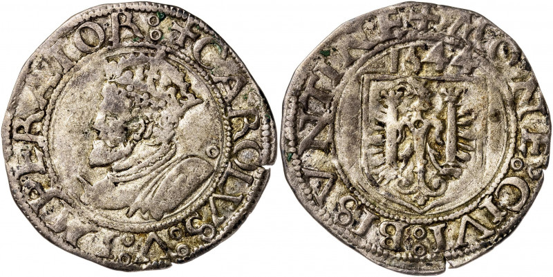 1544. Carlos I. Besançon. 1 carlos. (Vti. falta). 1,18 g. MBC-.