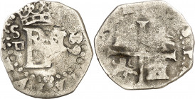 1589. Felipe II. Sevilla. . 1/2 real. (AC. 155). Rara. 1,45 g. BC.