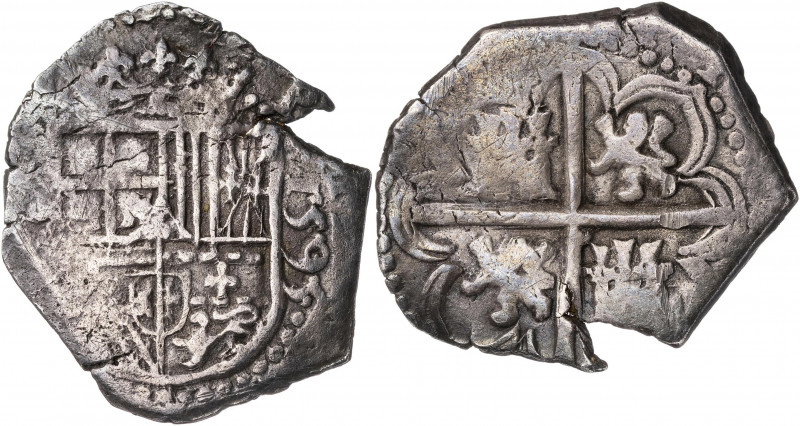 1595. Felipe II. (Sevilla). (B). 1 real. (AC. 272). Grieta. 3,43 g. (MBC-).