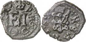 16X (sic). Felipe III. Pamplona. 4 cornados. (AC. 66). Ex Áureo 20/09/2001, nº 1180. Escasa. 3,03 g. MBC.